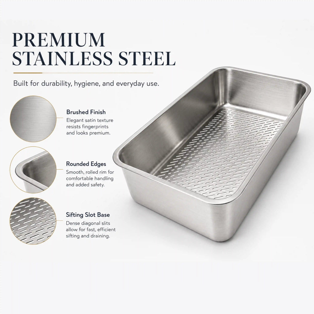 Stainless Steel Sifting Cat Litter Tray