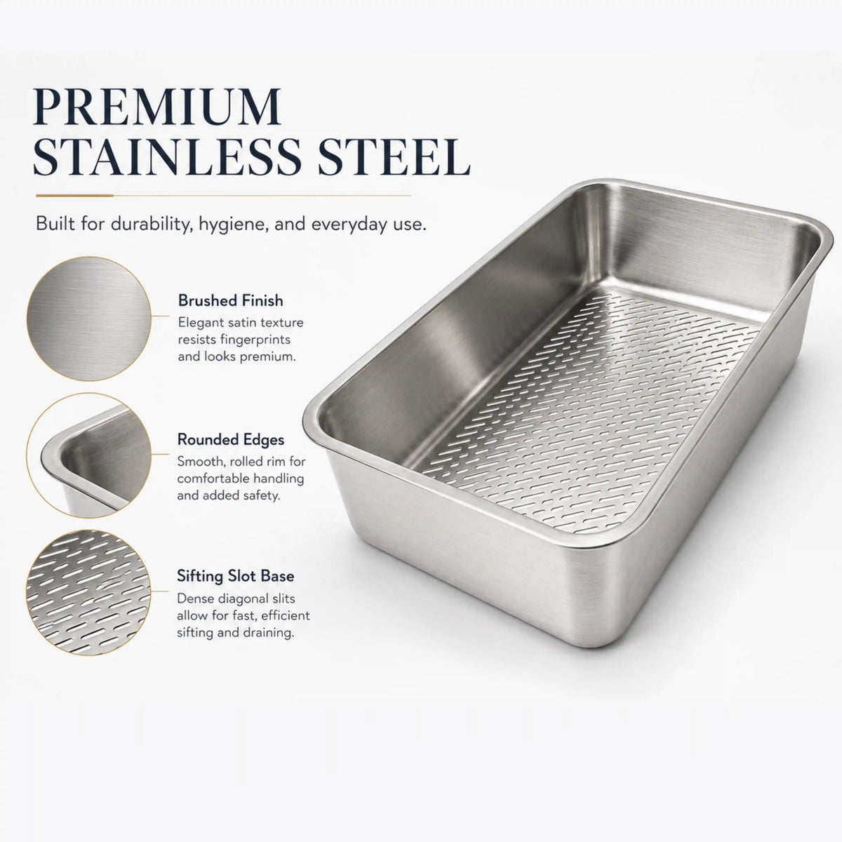 Stainless Steel Sifting Cat Litter Tray