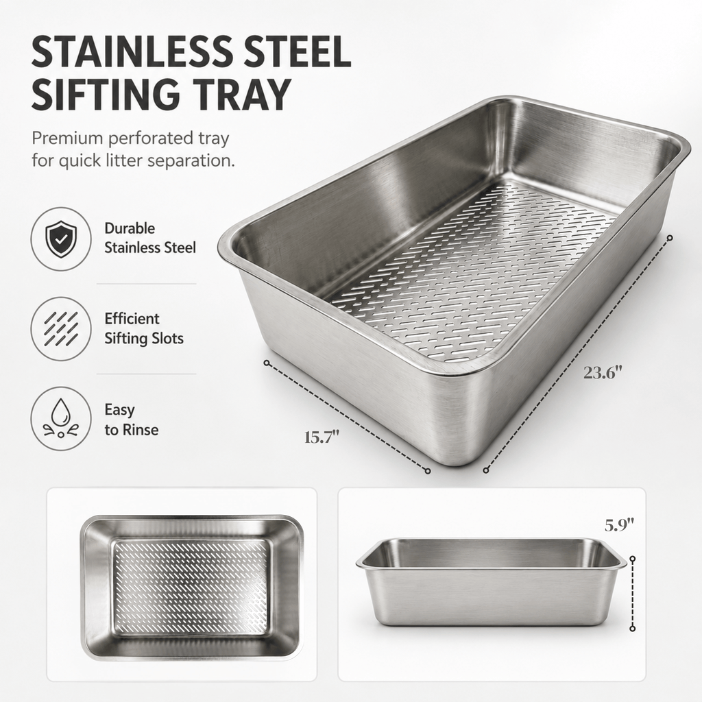 Stainless Steel Sifting Cat Litter Tray