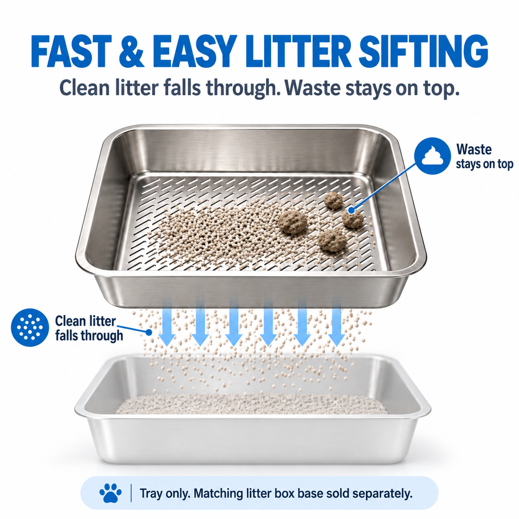 Stainless Steel Sifting Cat Litter Tray