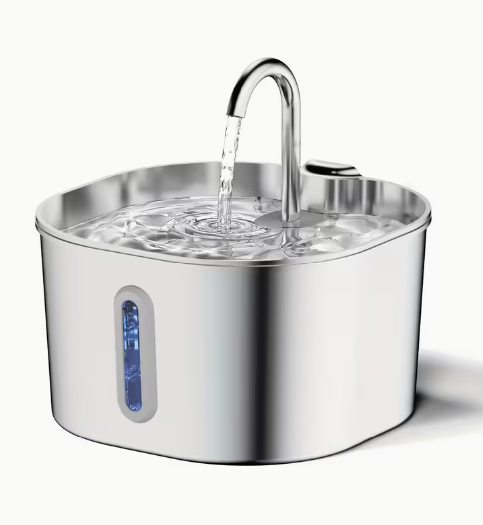 Stainless Steel Cat Water Fountain with Pump and Filter (2.2L)