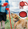3-in-1 Retractable Dog Leash with Built-in Water Bottle and Foldable Bowl