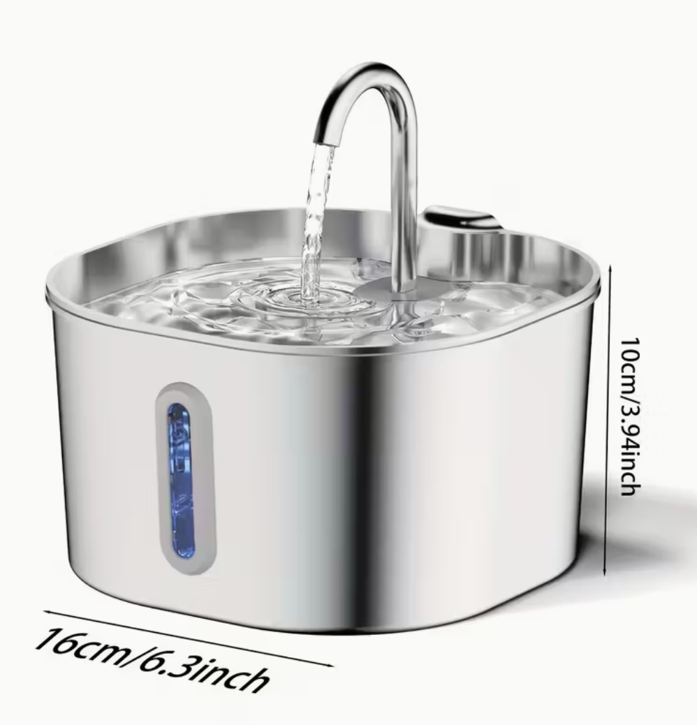 Stainless Steel Cat Water Fountain with Pump and Filter (2.2L)
