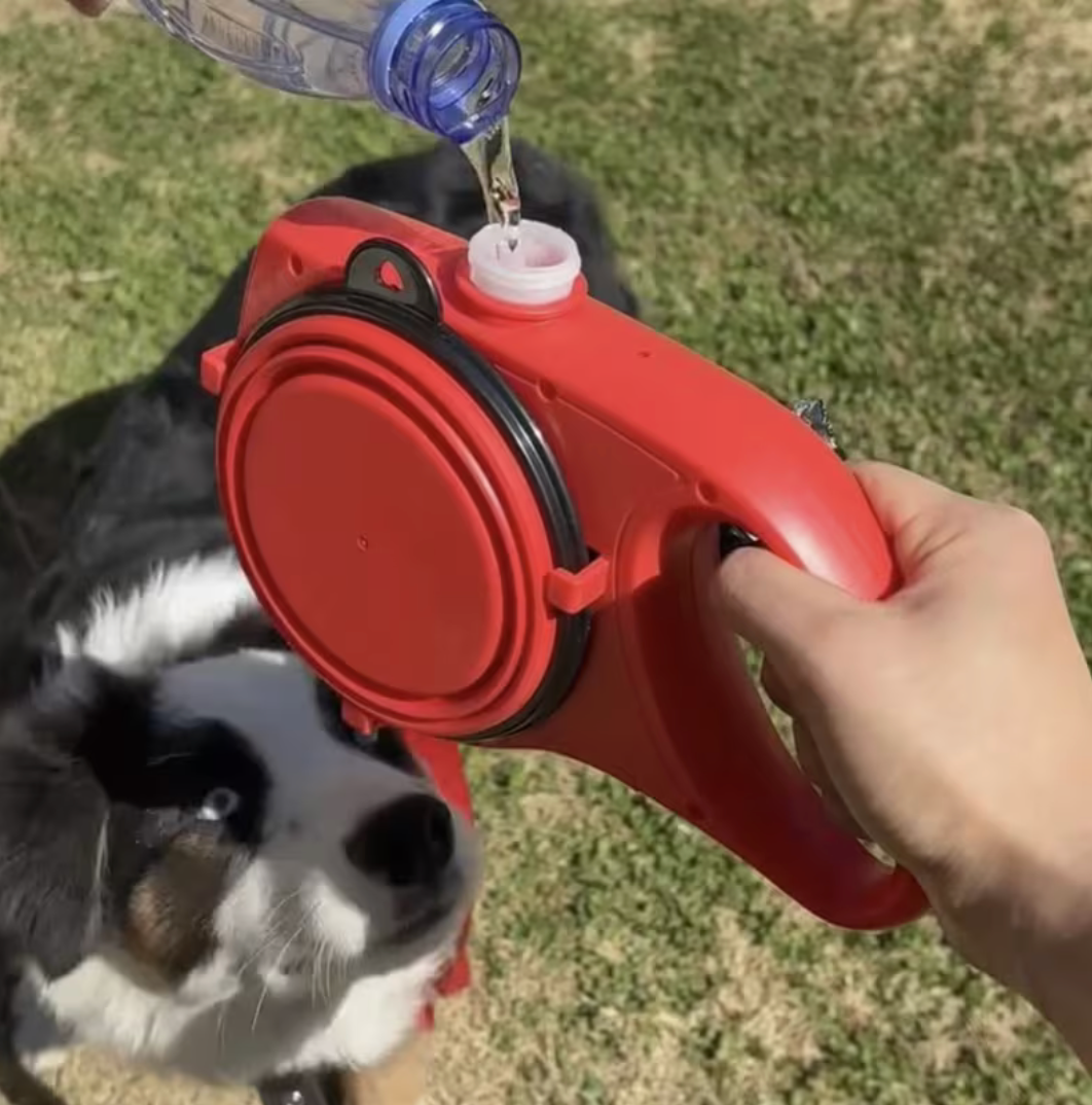 3-in-1 Retractable Dog Leash with Built-in Water Bottle and Foldable Bowl