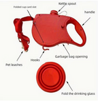3-in-1 Retractable Dog Leash with Built-in Water Bottle and Foldable Bowl