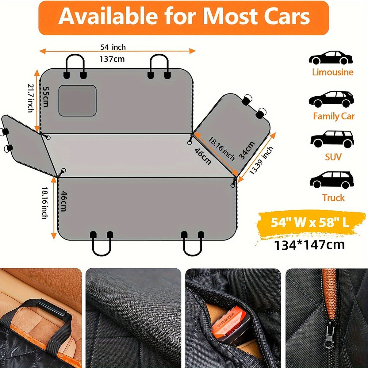 Heavy-Duty Waterproof Dog Car Seat Cover Hammock