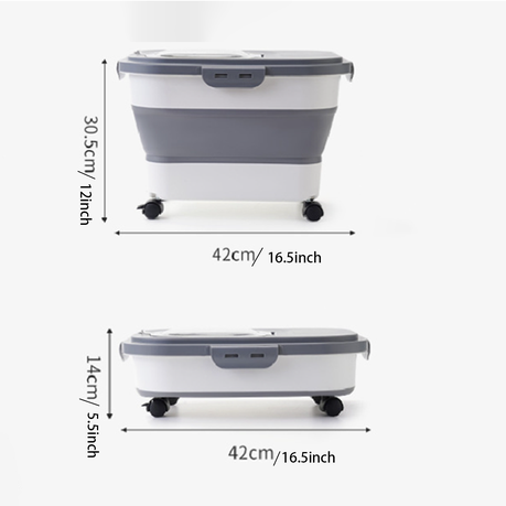 3-in-1 Foldable Dog Food Container with Rolling Wheels