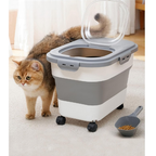 3-in-1 Foldable Dog Food Container with Rolling Wheels