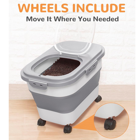 3-in-1 Foldable Dog Food Container with Rolling Wheels